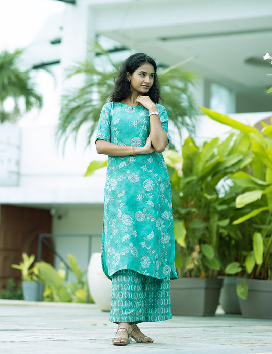 Teal Floral Print Co-Ord