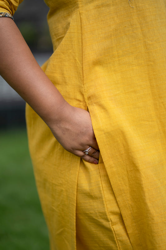 Mustard Kurta Set with Printed Dupatta