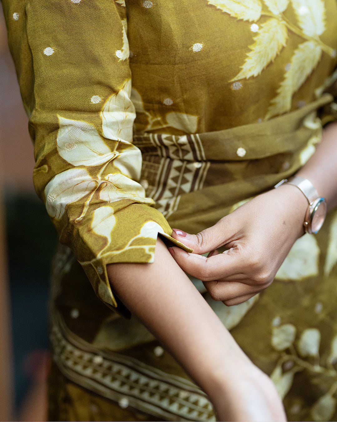 Olive Green Pure Organza Kurti Set