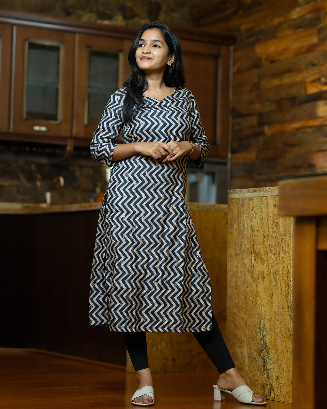 Black Russian Silk Kurti