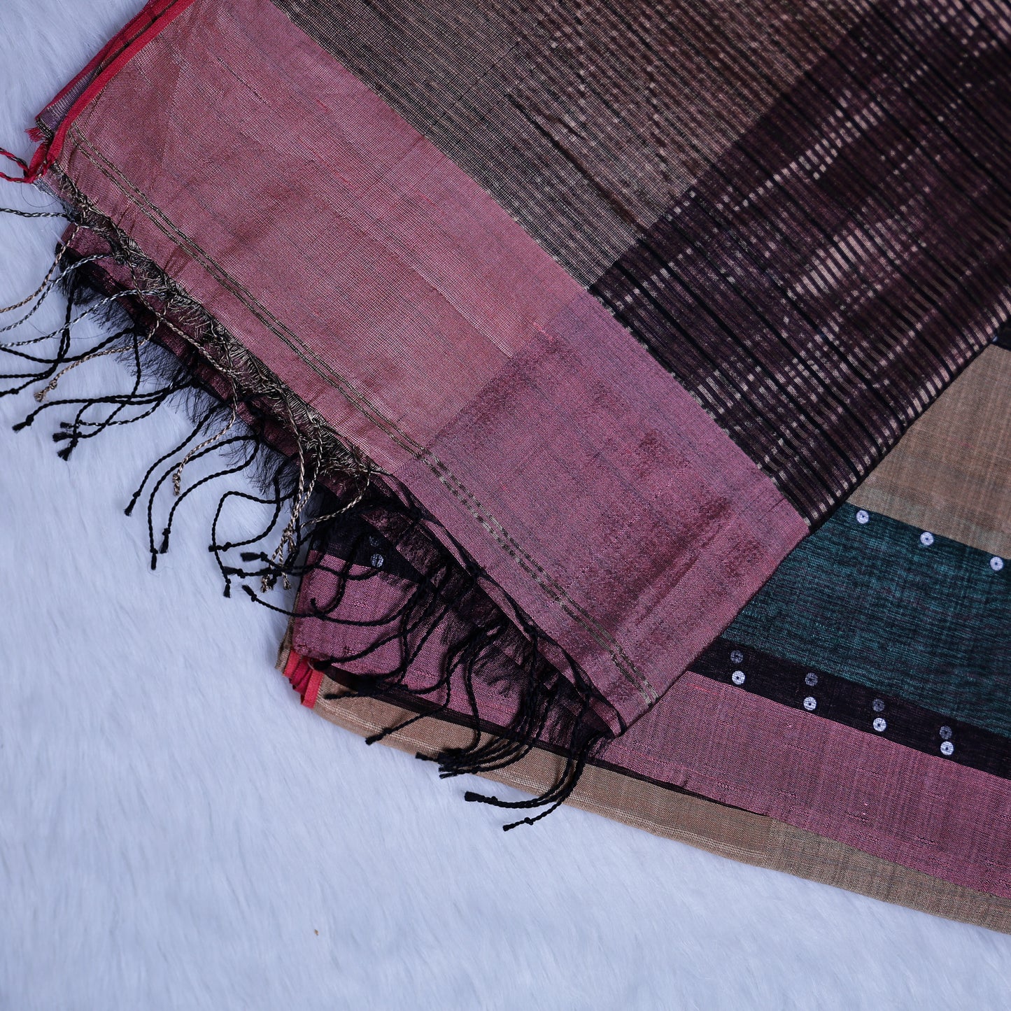 Exquisite Multi-Panel Tissue Silk Saree with Zari Weave and Sequin Accents