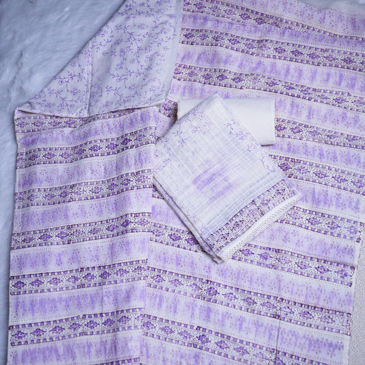 Lavender Dreams Cotton Chudi Set with Lace & Intricate Prints