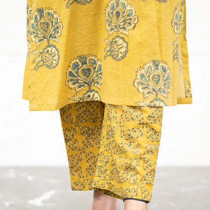 Mustard Floral Kurta & Pant Set