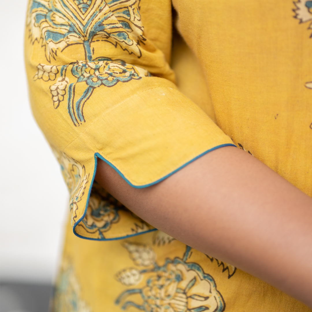 Mustard Floral Kurta & Pant Set