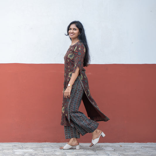 Earthy Floral Kurta & Palazzo Set