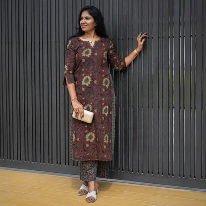 Earthy Floral Kurta & Palazzo Set