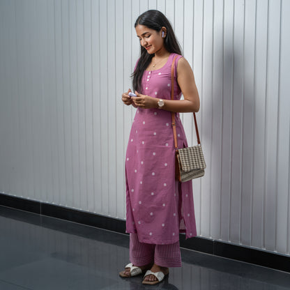Blush Polka Dot Kurta & Palazzo Set