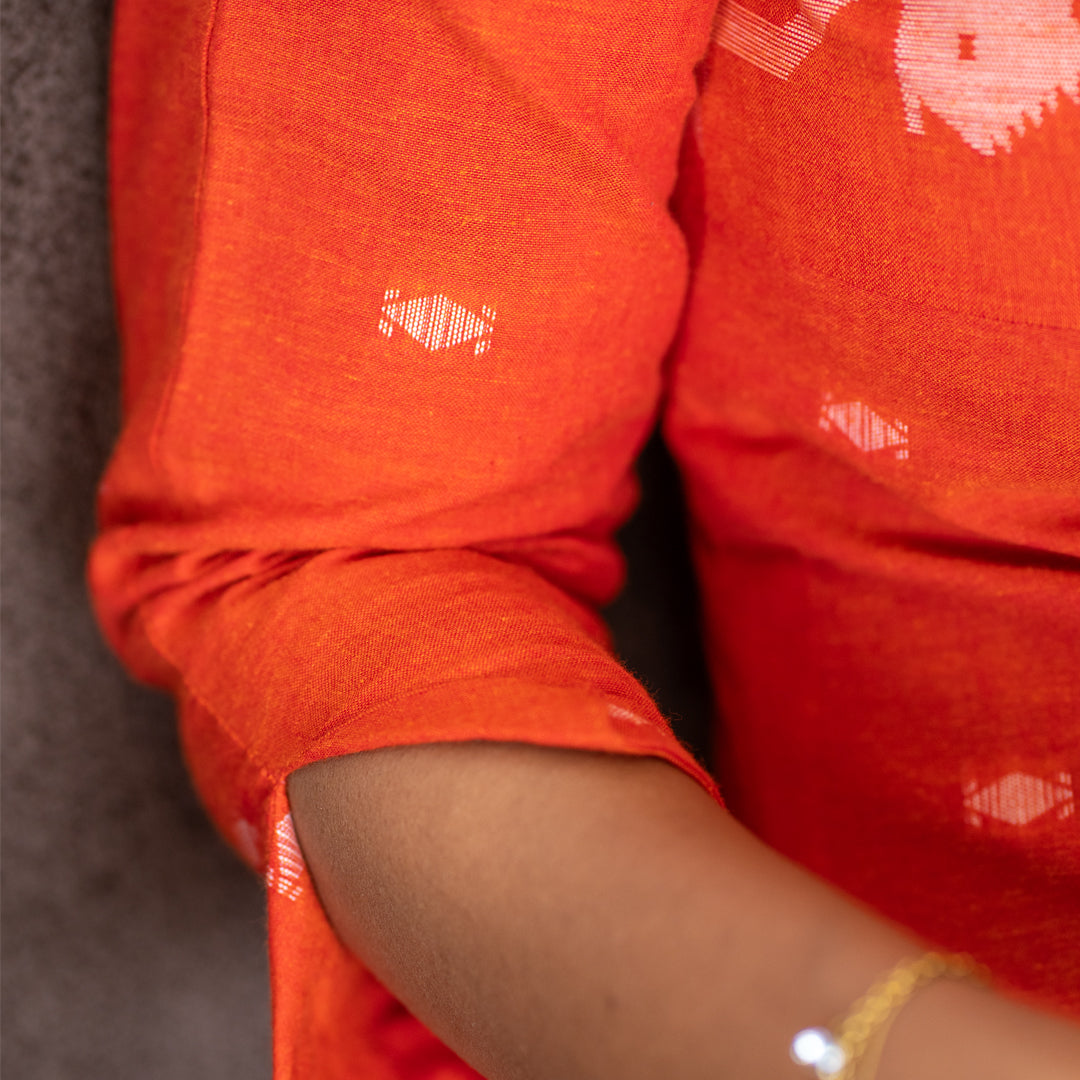 Coral Bloom Cotton Kurti