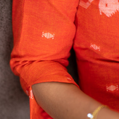 Coral Bloom Cotton Kurti
