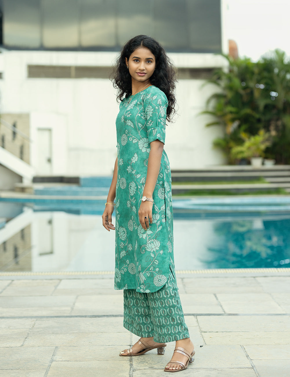 Teal Floral Print Co-Ord