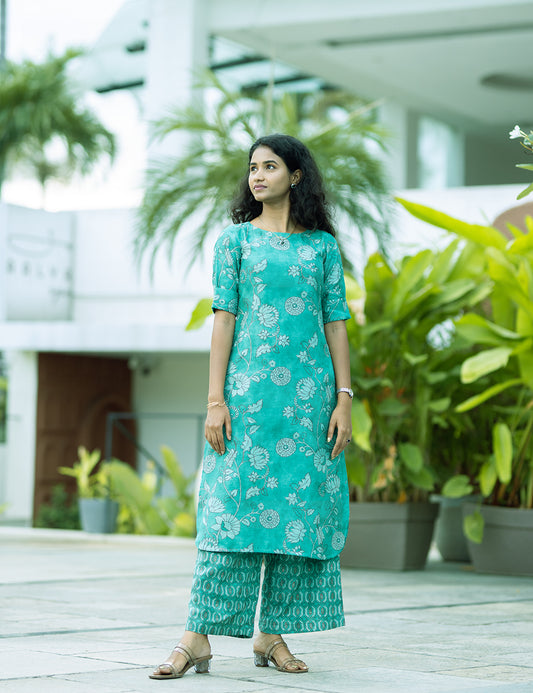 Teal Floral Print Co-Ord