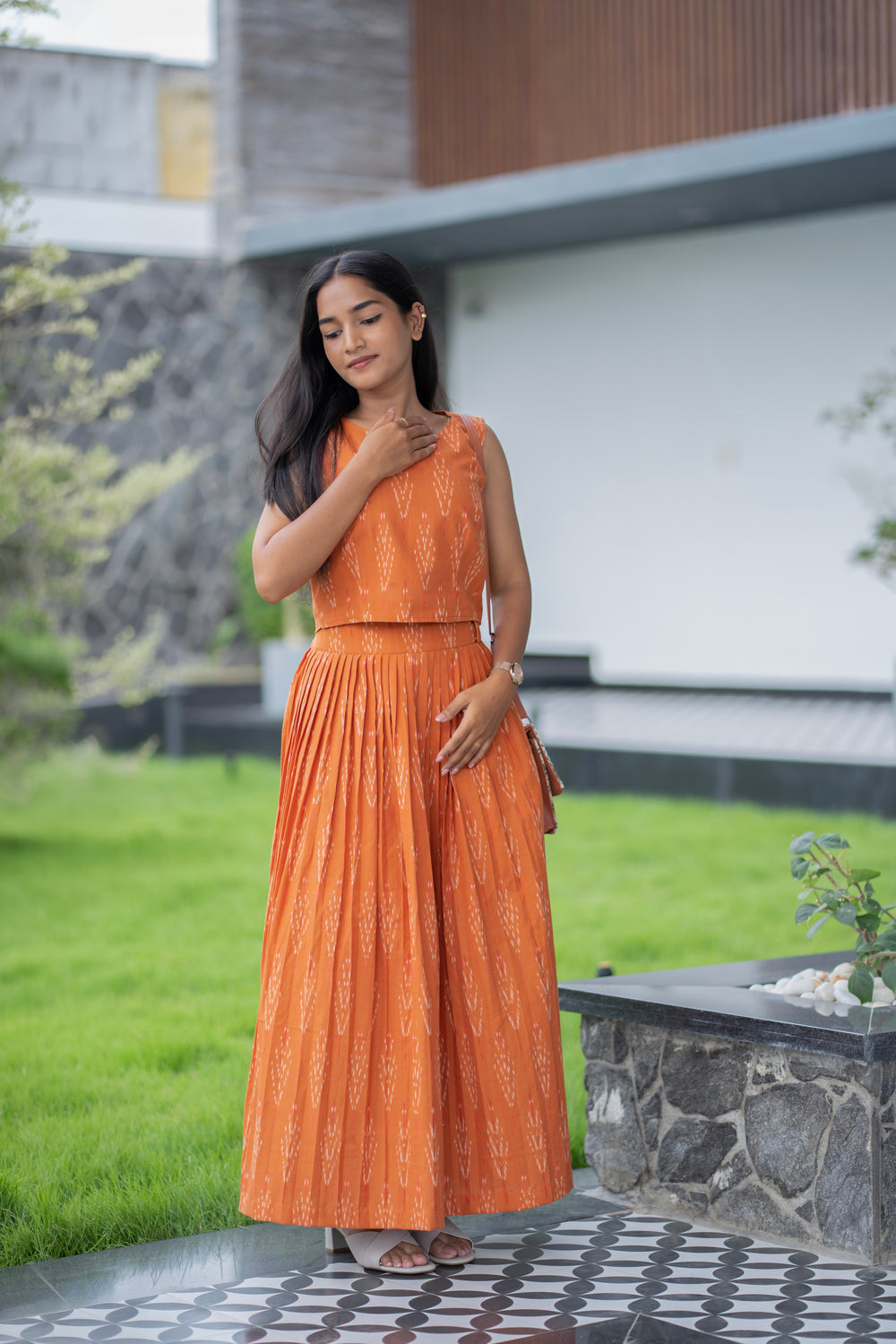 Ikkat Top & Skirt