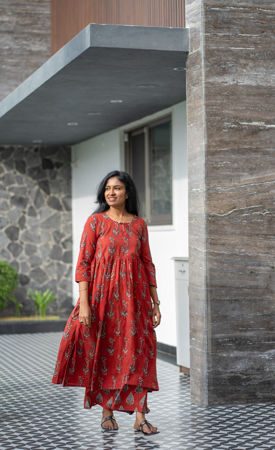 Rust Hand Block Printed Co-ord Set