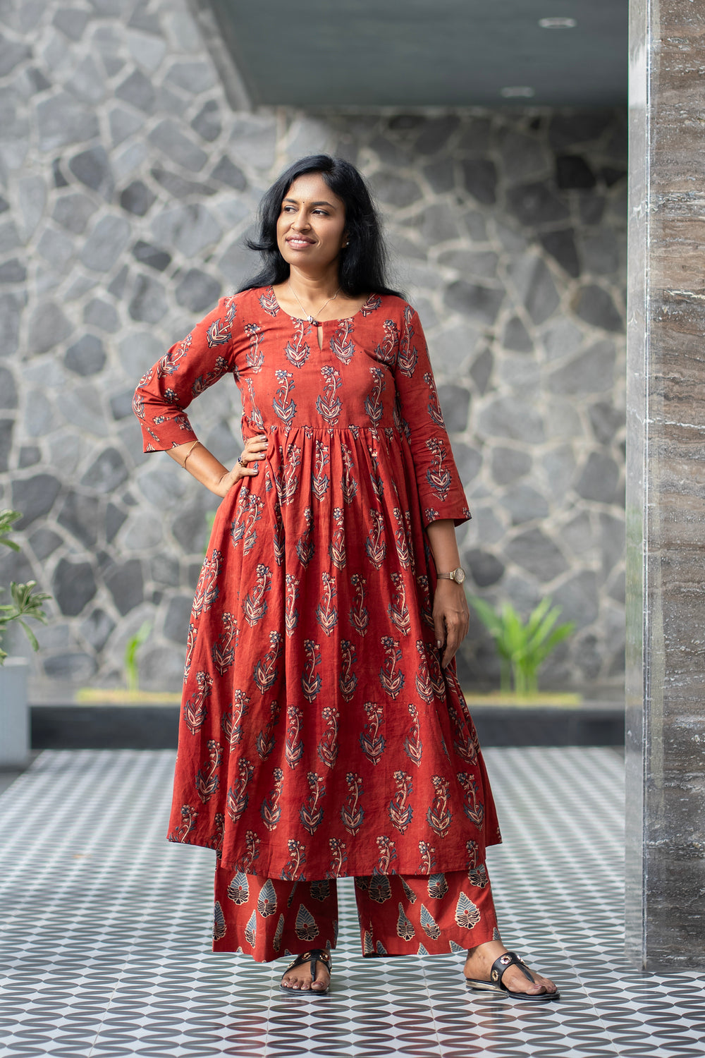 Rust Hand Block Printed Co-ord Set