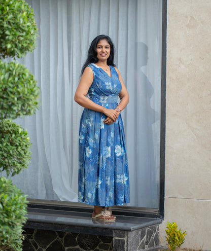 Blue Blossom Sleeveless Maxi Dress