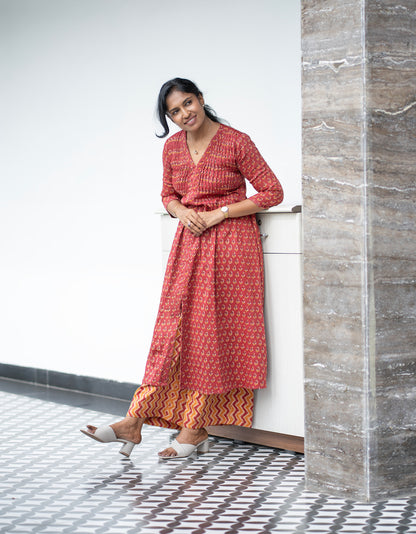 Rust Printed Kurta & Palazzo Set