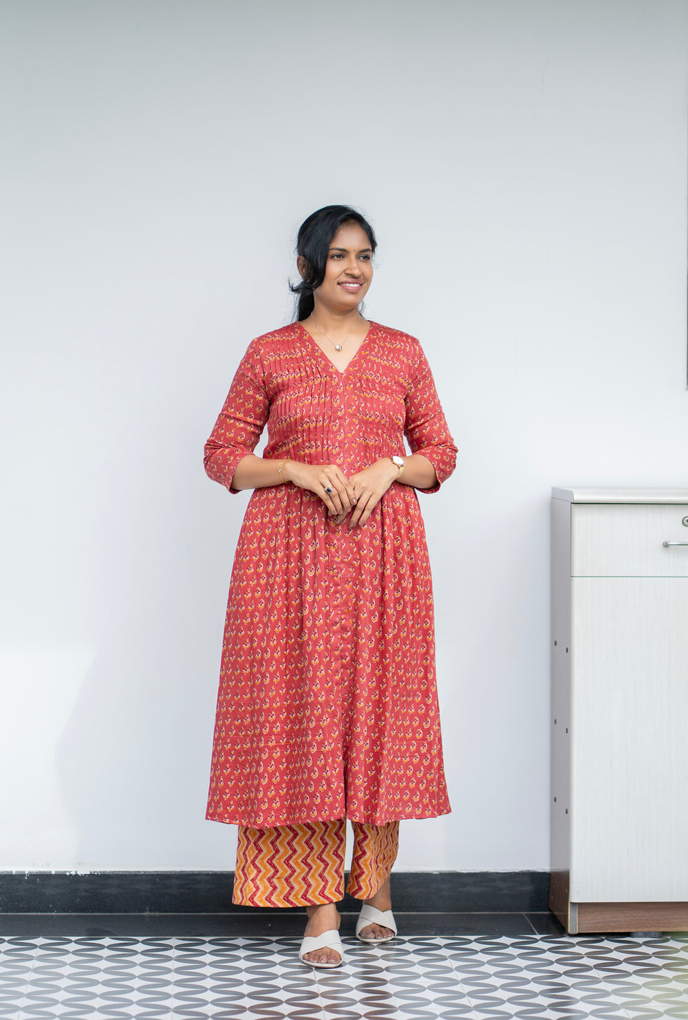 Rust Printed Kurta & Palazzo Set