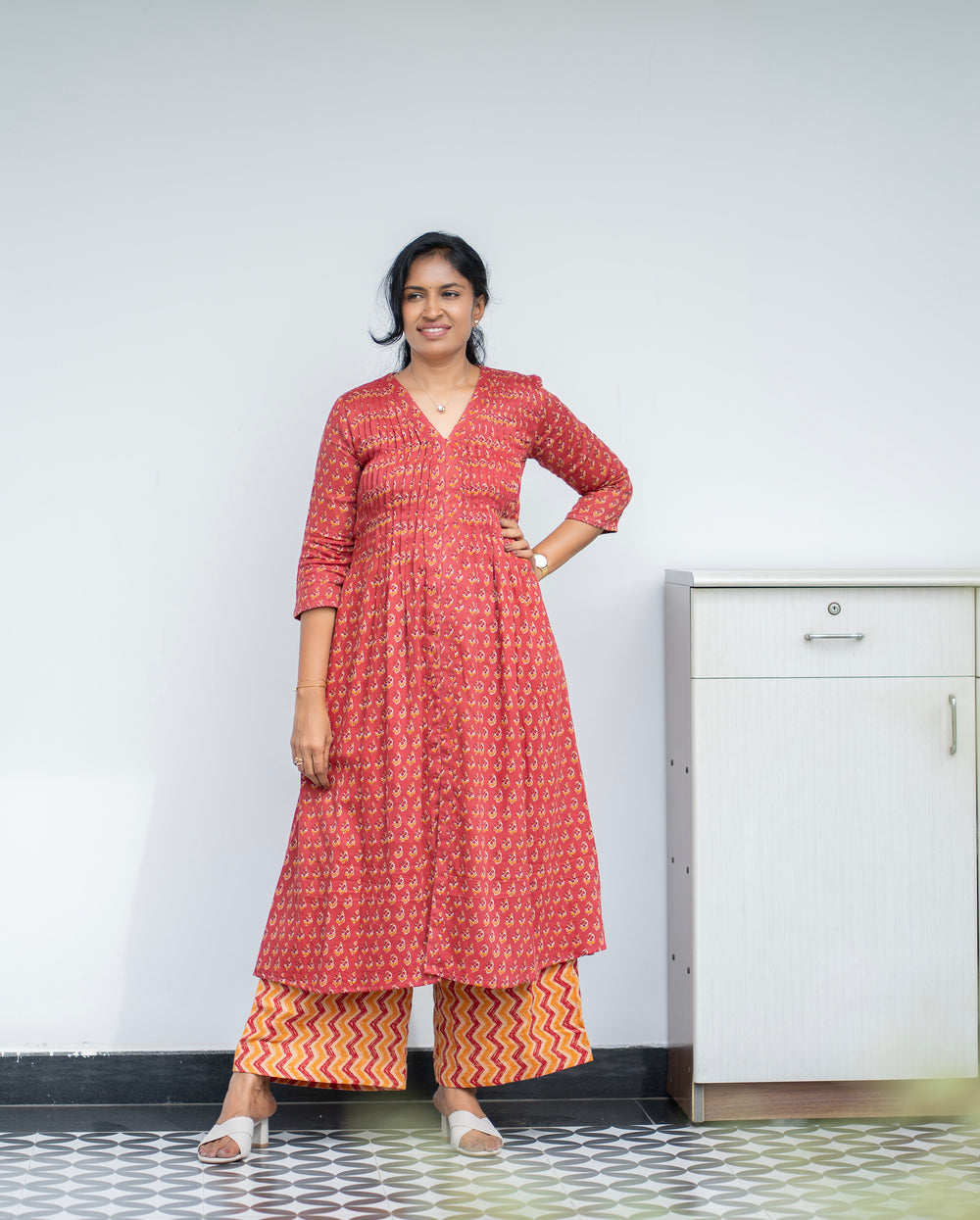 Rust Printed Kurta & Palazzo Set