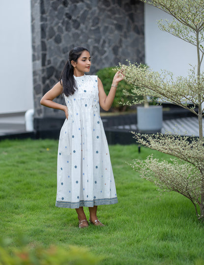 Ivory Smocked Sleeveless Midi Dress