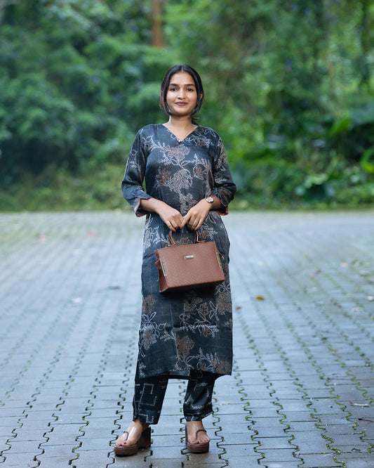 Black Bemberg Satin Co-Ord Set