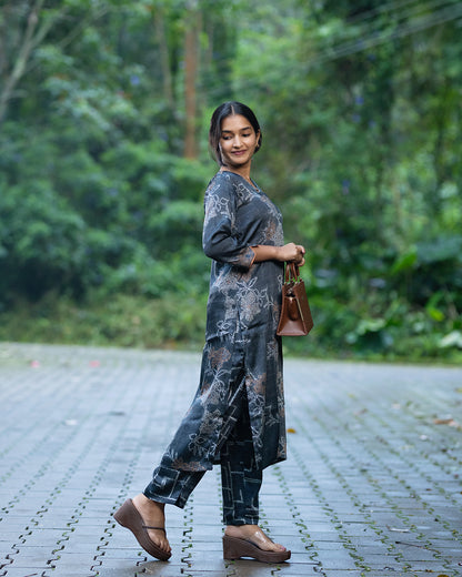 Black Bemberg Satin Co-Ord Set