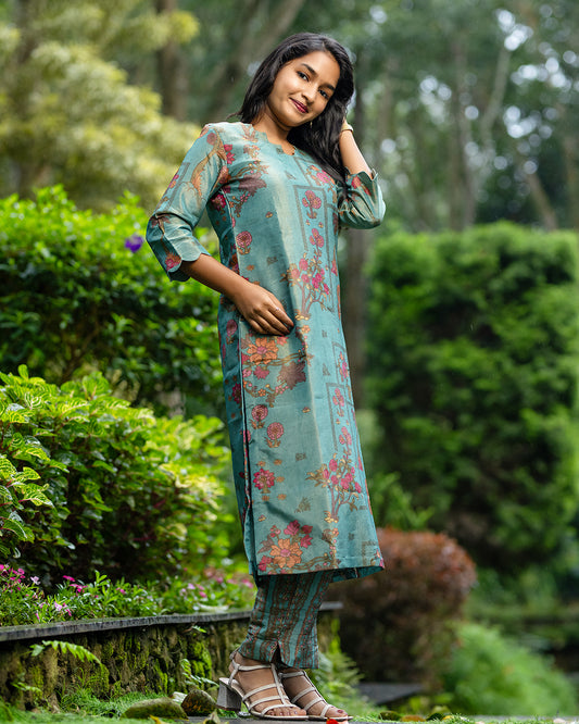 Dusty Blue Floral Co-ord Set