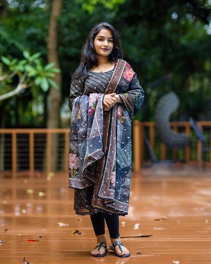 Elegant Organza Butti Kurti Top & Designer Dupatta