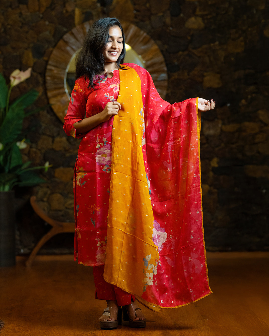Designer Floral Organza Kurti set