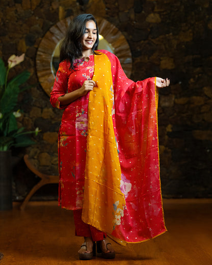 Designer Floral Organza Kurti set