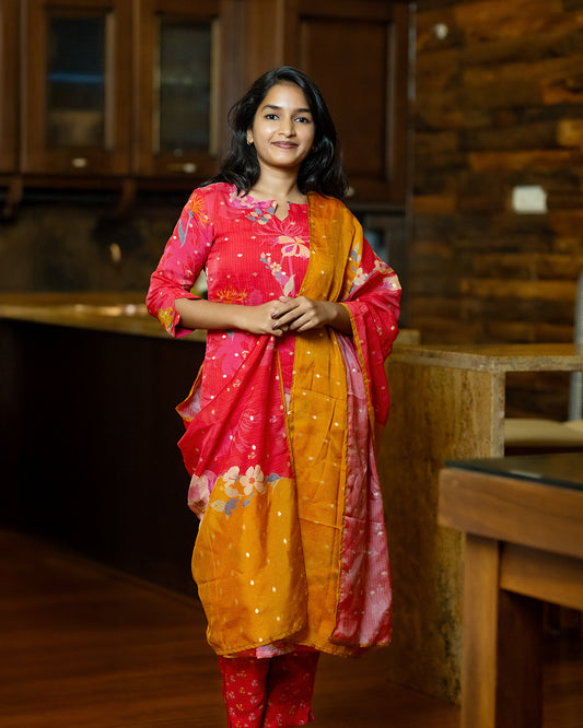 Designer Floral Organza Kurti set