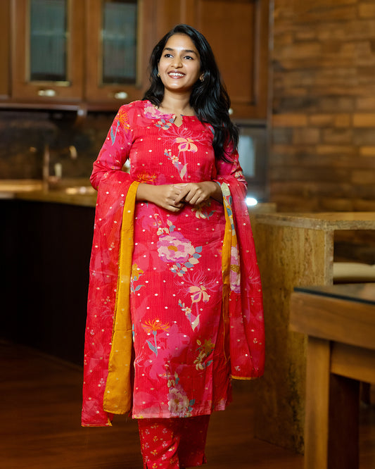 Designer Floral Organza Kurti set