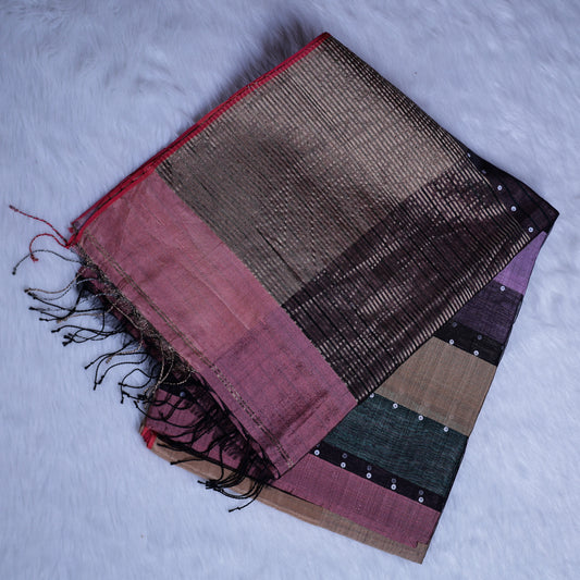 Exquisite Multi-Panel Tissue Silk Saree with Zari Weave and Sequin Accents