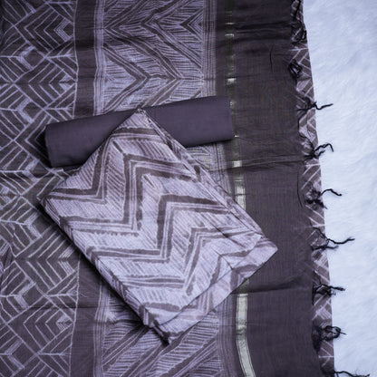 Contemporary Grey & Brown Cotton Chudi Set