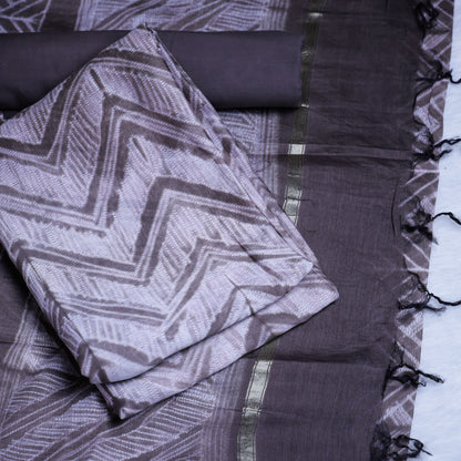 Contemporary Grey & Brown Cotton Chudi Set