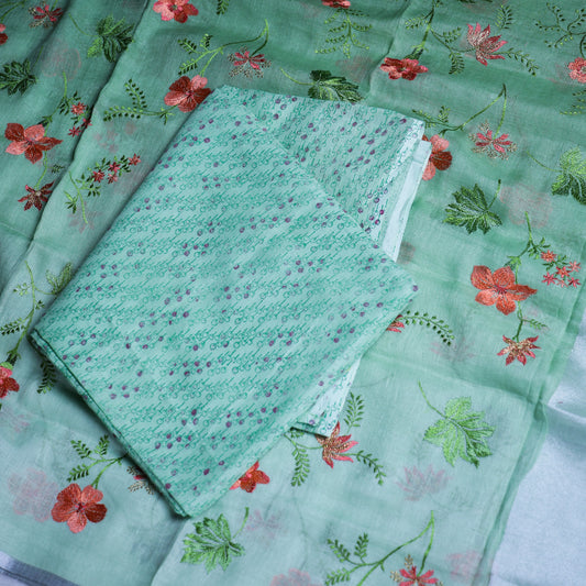 Mint Green Floral Embroidered Chudi Set
