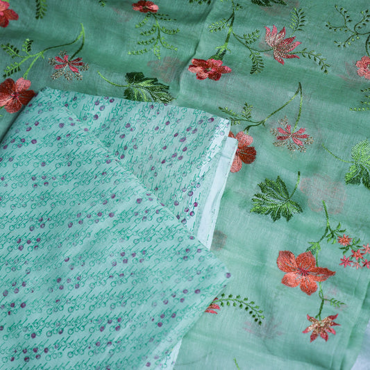 Mint Green Floral Embroidered Chudi Set