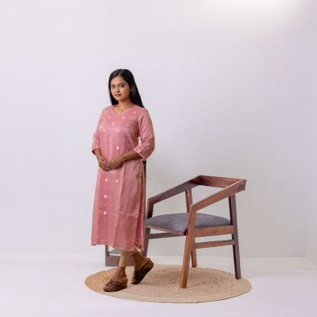 Pink Organza Tissue Shimmer kurti