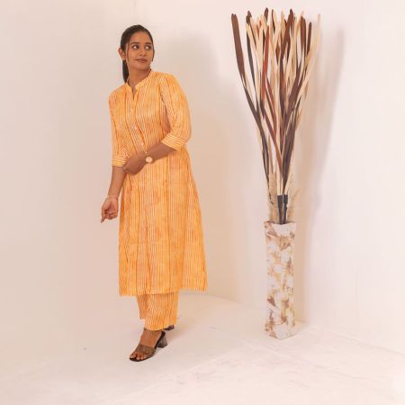 Orange Ex-Linen striped Co-Ord