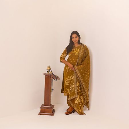 Yellow Green Organza Kurti Set