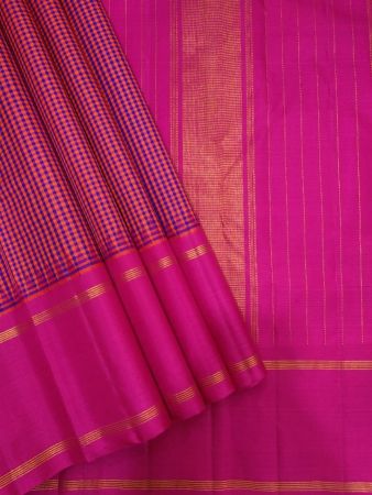 Handloom Kanchipuram  Silk Saree - Pink & Yellow Silk Saree with Intricate Zari Border